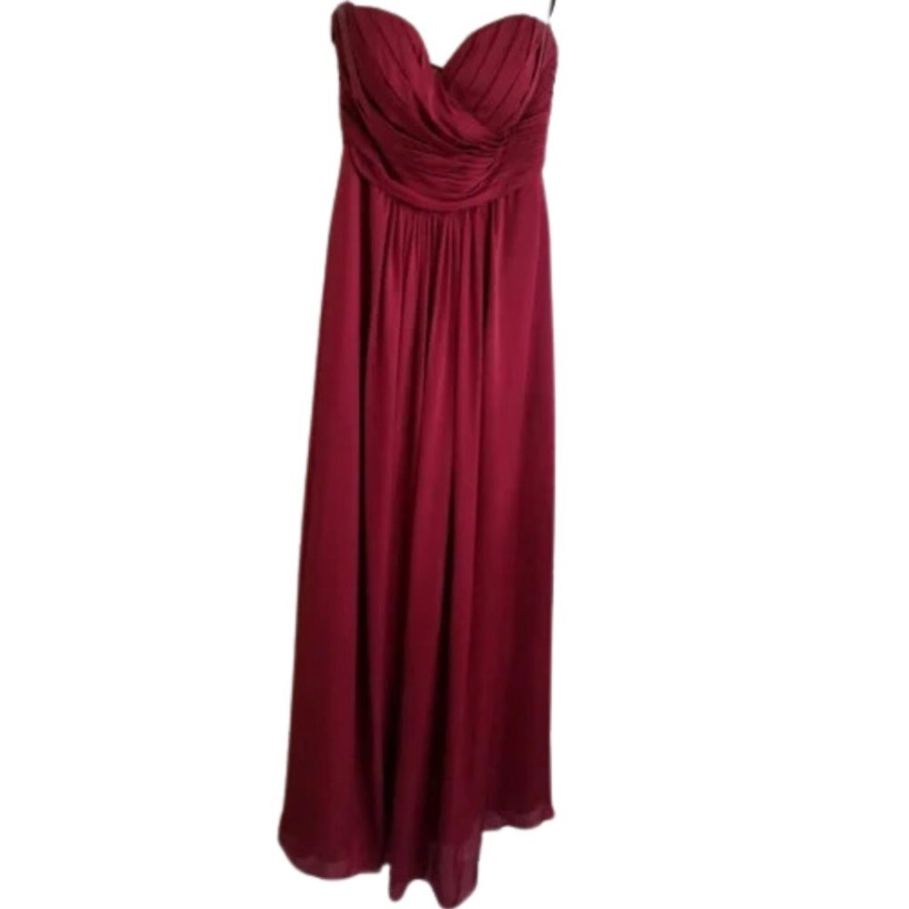 Bill Levkoff Floor Length Maroon Bridesmaid Dress - Size 12